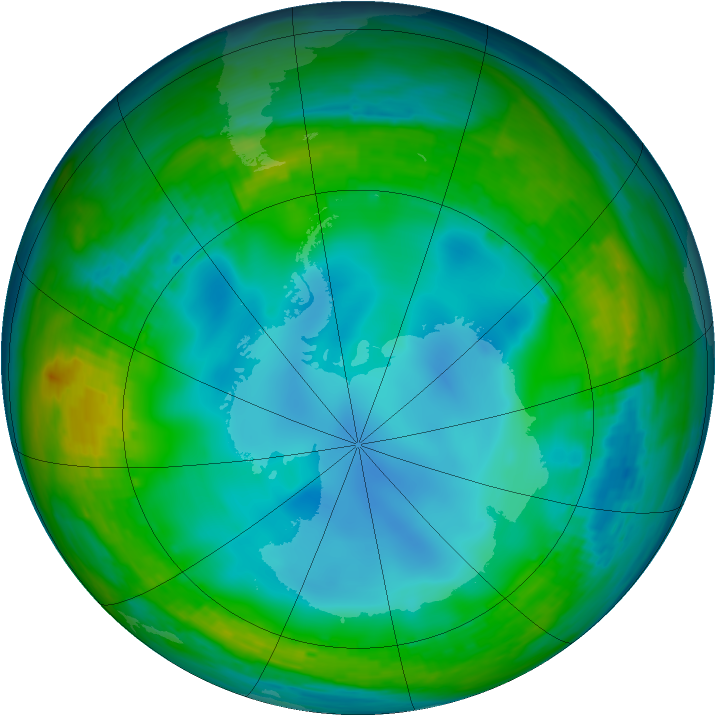Antarctic ozone map for 05 July 1994